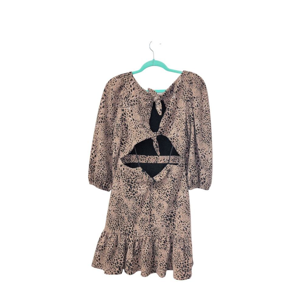 Maeve by Anthropologie Knit Animal Print Cut-Out Mini Dress Size 10 - Picture 3 of 5